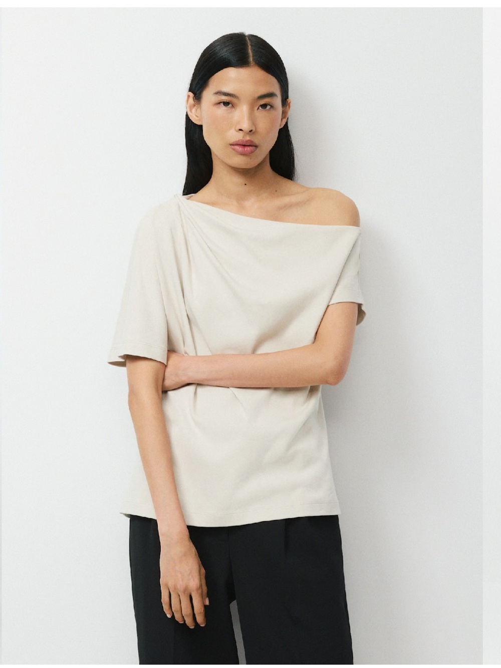 NWOT Aritzia Babaton InterLock Cotton Script Top – Matte Pearl – Size S
